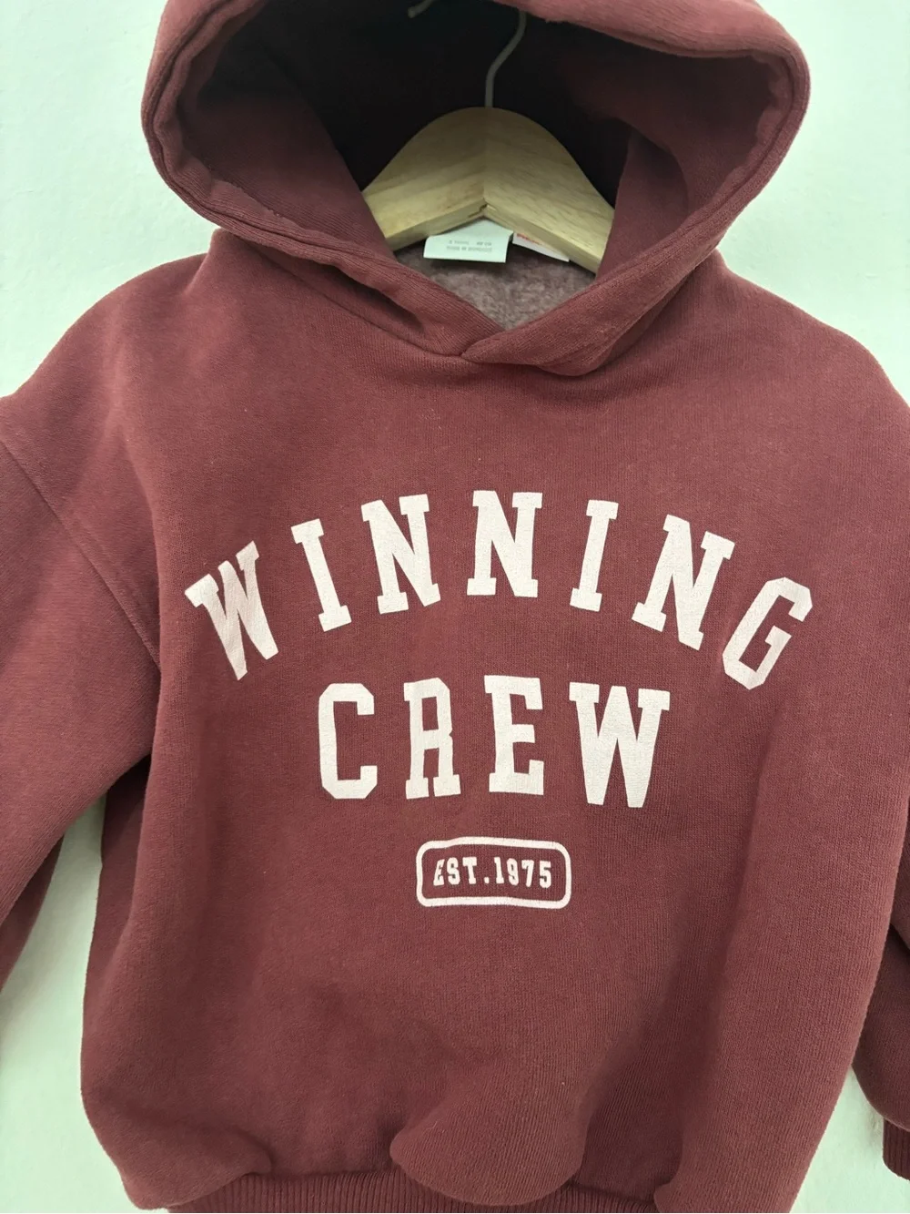 Zara Kids Burgundy 'Winning Crew' Hoodie 2T